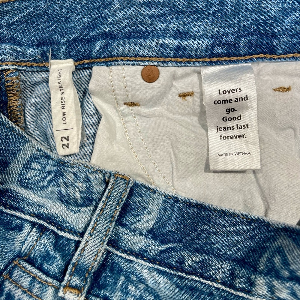 PACSUN Jeans, Low Rise Straight, Boho Butterflies, Medium Blue, Size 22(0) - Picture 6 of 6